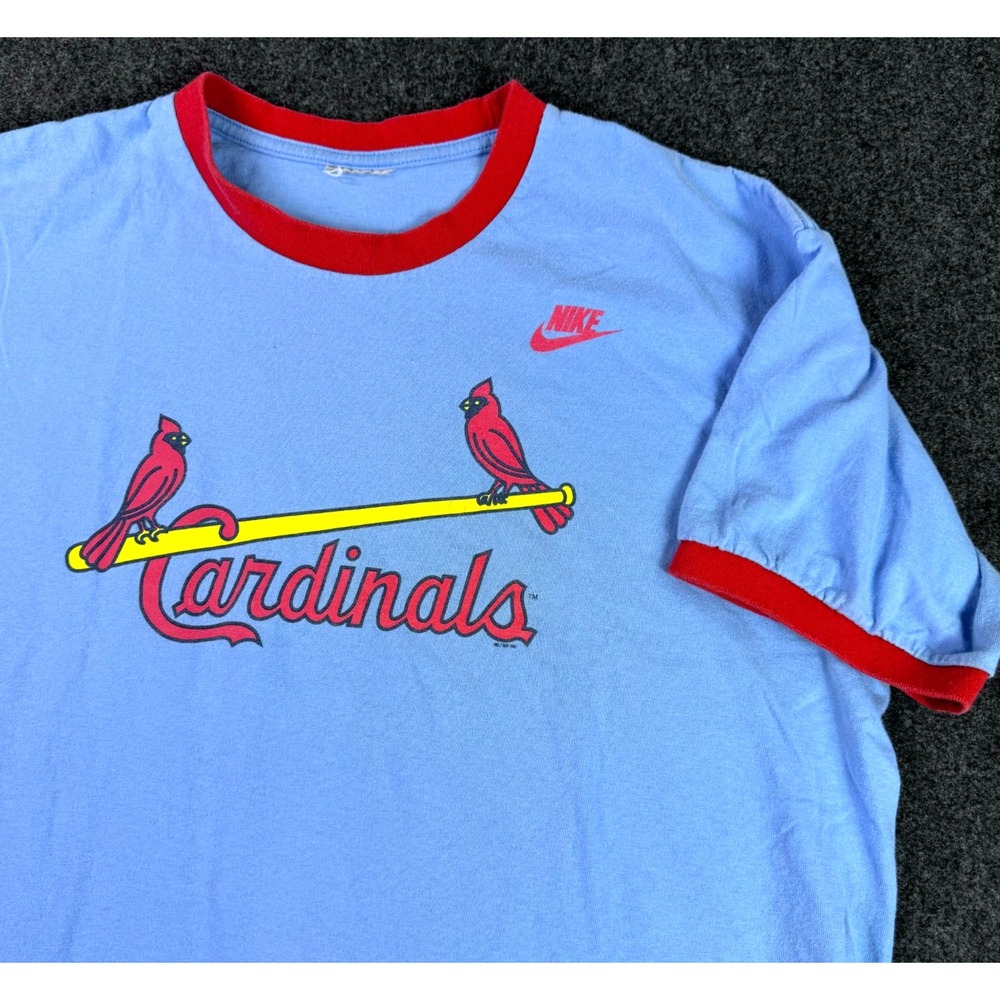 Vintage Nike St Louis Cardinals Ringer T Shirt Mens XL Blue Team MLB Baseball